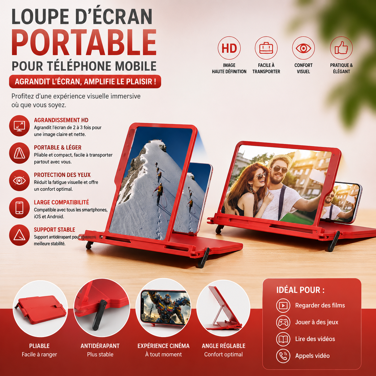 Loupe d’écran portable pour téléphone mobile