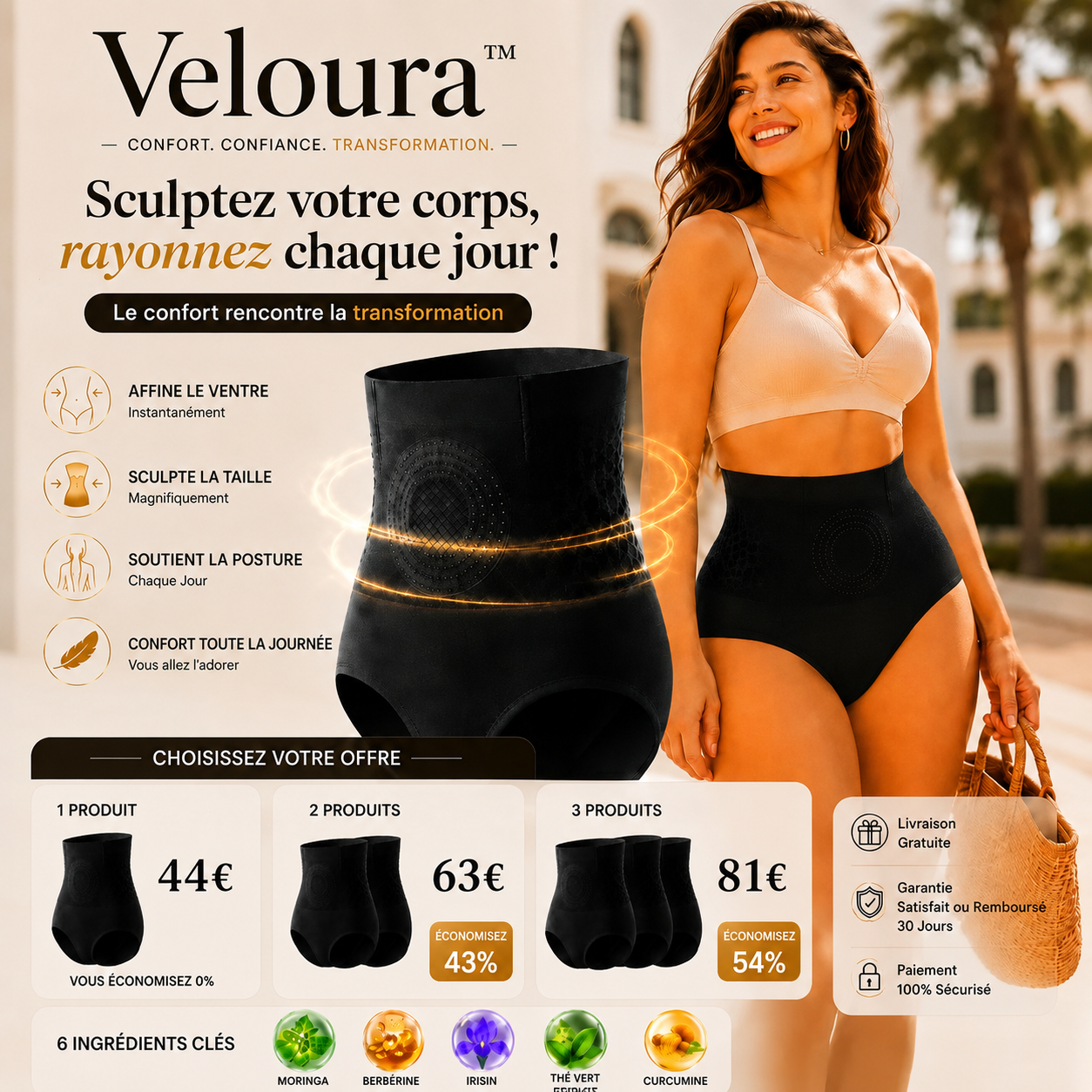 Veloura™ Short Sculptant | Contrôle du Ventre Taille Haute Sans Couture pour une Silhouette Lisse, Sculptée et Pleine de Confiance
