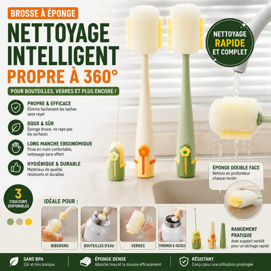 Brosse de nettoyage pour bouteille d’eau 5-en-1