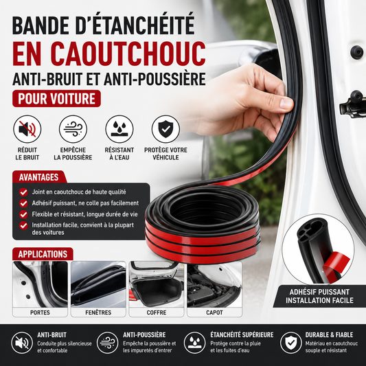 Bande d'Étanchéité en Caoutchouc Anti-Bruit et Anti-Poussière pour Voiture
