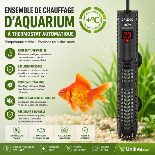 Ensemble de chauffage d'aquarium à thermostat automatique