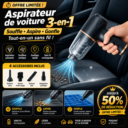 🏆Aspirateur soufflant, aspirant et gonflant tout-en-un sans fil pour la maison et la voiture⚡👑