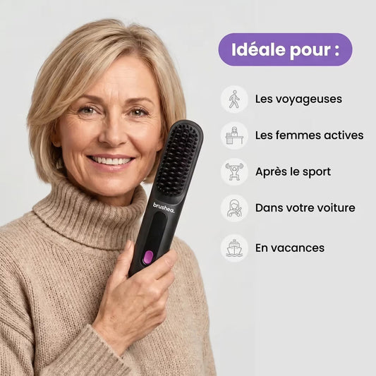 BRUSHEA™ Brosse à cheveux | Brosse lissante anti-frisottis – Cheveux soyeux en seulement 30 secondes