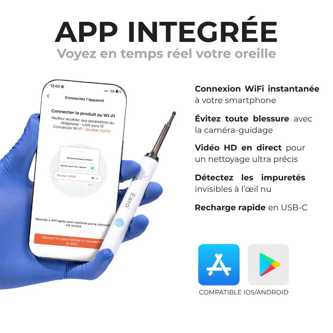 Earo® | Nettoyez votre cérumen en toute sécurité grâce à la technologie de caméra HD en seulement 3 minutes