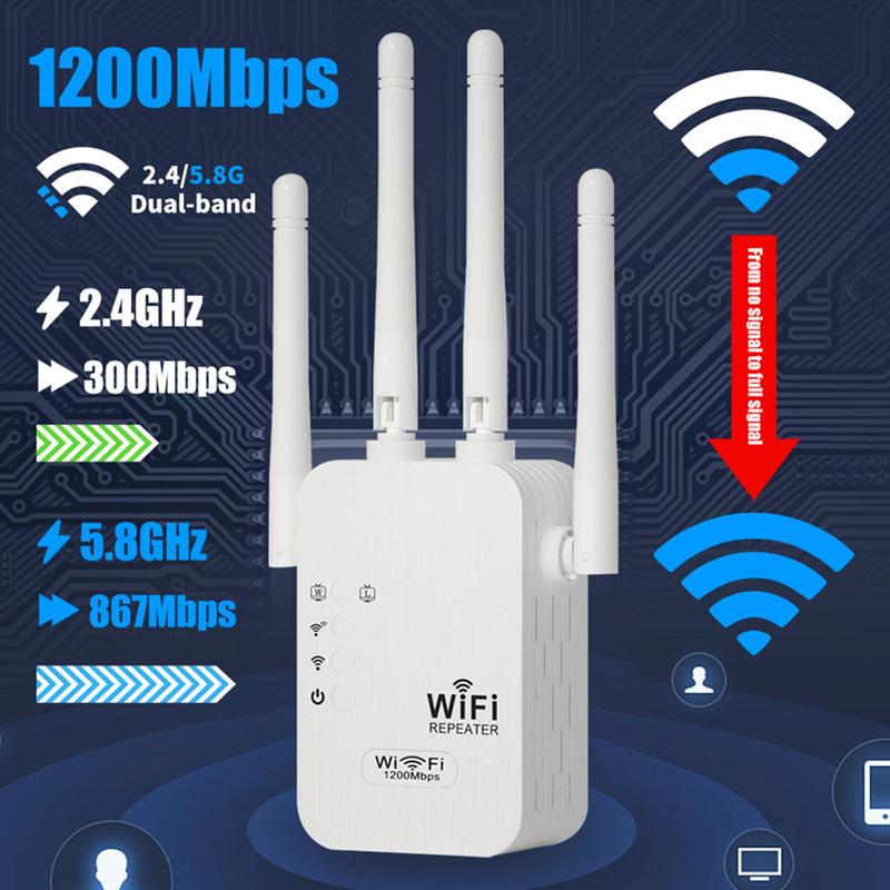 🎁 Dernier jour : 50 % de réduction ! 🔥 Amplificateur Wi-Fi 2025 – 1200 Mbit/s, double bande (5 GHz / 2,4 GHz) 📶 Amplification maximale du signal – connexion stable dans toute la maison !