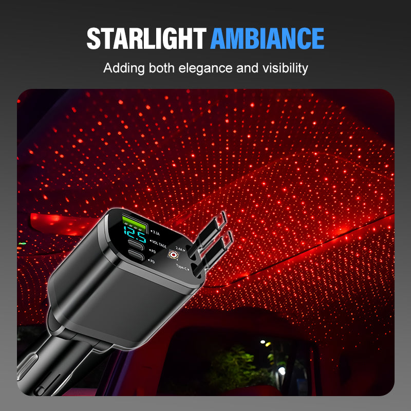 Car Fast Charger with Starry Sky Ambient Lighting